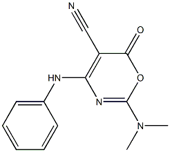 2-Dimethylamino-4-anilino-6-oxo-6H-1,3-oxazine-5-carbonitrile Struktur