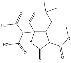 2-[(2,3,3a,4,5,7a-Hexahydro-2-oxo-3-methoxycarbonyl-5,5-dimethylbenzofuran)-7a-yl]propanedioic acid Struktur