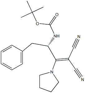 [(S)-3-Phenyl-2-[(tert-butoxycarbonyl)amino]-1-pyrrolizinopropylidene]malononitrile Struktur