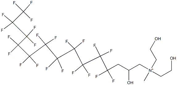 4,4,5,5,6,6,7,7,8,8,9,9,10,10,11,11,12,12,13,13,14,14,14-Tricosafluoro-2-hydroxy-N,N-bis(2-hydroxyethyl)-N-methyl-1-tetradecanaminium Struktur