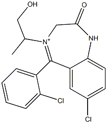 7-Chloro-5-(o-chlorophenyl)-1,3-dihydro-4-(1-methyl-2-hydroxyethyl)-2-oxo-2H-1,4-benzodiazepin-4-ium Struktur