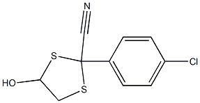 5-Hydroxy-2-(4-chlorophenyl)-1,3-dithiolane-2-carbonitrile Struktur