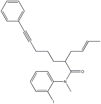 7-Phenyl-2-(2-butenyl)-N-(2-iodophenyl)-N-methyl-6-heptynamide Struktur