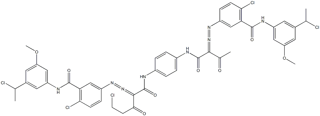 3,3'-[2-(Chloromethyl)-1,4-phenylenebis[iminocarbonyl(acetylmethylene)azo]]bis[N-[3-(1-chloroethyl)-5-methoxyphenyl]-6-chlorobenzamide] Struktur