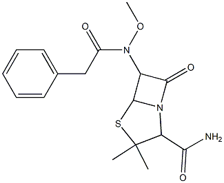 N-Methoxy-N-(2-carbamoyl-3,3-dimethyl-7-oxo-4-thia-1-azabicyclo[3.2.0]heptan-6-yl)phenylacetamide Struktur