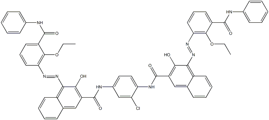 N,N'-(2-Chloro-1,4-phenylene)bis[4-[[6-ethoxy-5-(phenylcarbamoyl)phenyl]azo]-3-hydroxy-2-naphthalenecarboxamide] Struktur