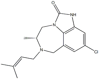 [5R,(-)]-9-Chloro-4,5,6,7-tetrahydro-5-methyl-6-(3-methyl-2-butenyl)imidazo[4,5,1-jk][1,4]benzodiazepine-2(1H)-one Struktur