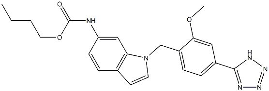 N-[1-[2-Methoxy-4-(1H-tetrazol-5-yl)benzyl]1H-indol-6-yl]carbamic acid butyl ester Struktur