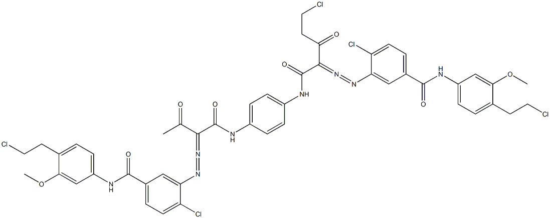 3,3'-[2-(Chloromethyl)-1,4-phenylenebis[iminocarbonyl(acetylmethylene)azo]]bis[N-[4-(2-chloroethyl)-3-methoxyphenyl]-4-chlorobenzamide] Struktur