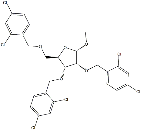 Methyl 2,3,5-Tri-O-(2,4-dichloro-benzyl)- alpha-D-ribofuranoside Struktur