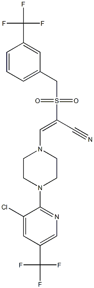 3-(4-(3-Chloro-5-(trifluoromethyl)(2-pyridyl))piperazinyl)-2-((3-(trifluoromethyl)benzyl)sulfonyl)prop-2-enenitrile Struktur