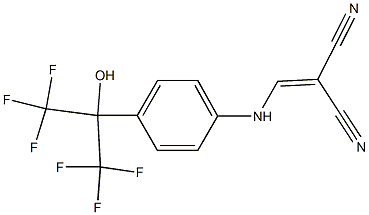 (((4-(2,2,2-Trifluoro-1-hydroxy-1-(trifluoromethyl)ethyl)phenyl)amino)methylene)methane-1,1-dicarbonitrile Struktur