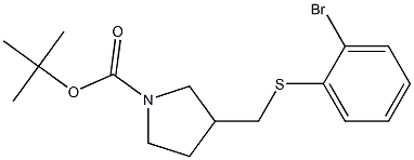 3-(2-Bromo-phenylsulfanylmethyl)-pyrrolidine-1-carboxylic acid tert-butyl ester Struktur