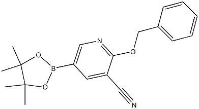 2-(benzyloxy)-5-(4,4,5,5-tetramethyl-1,3,2-dioxaborolan-2-yl)pyridine-3-carbonitrile Struktur