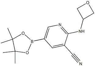 5-(4,4,5,5-tetramethyl-1,3,2-dioxaborolan-2-yl)-2-(oxetan-3-ylamino)pyridine-3-carbonitrile Struktur