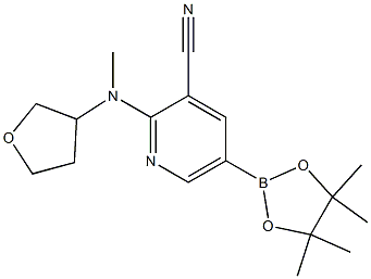 2-((tetrahydrofuran-3-yl)methylamino)-5-(4,4,5,5-tetramethyl-1,3,2-dioxaborolan-2-yl)pyridine-3-carbonitrile Struktur