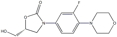 (5R)-3-[3-fluoro-4-(4-morpholinyl)phenyl]-5-hydroxymethyl-2-oxazolidinone Struktur