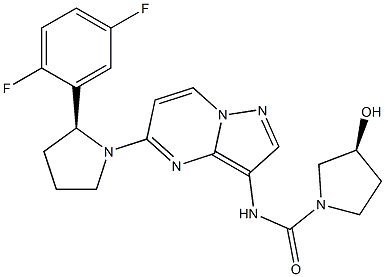 (S)-N-(5-((S)-2-(2,5-difluorophenyl)pyrrolidin-1-yl)pyrazolo[1,5-a]pyrimidin-3-yl)-3-hydroxypyrrolidine-1-carboxamide Struktur