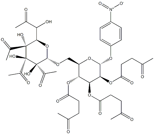 4-Nitrophenyl 6-O-(2,3,4,6-Tetraacetyl-a-D-mannopyranosyl)-2,3,4-tri-O-levulinoyl-a-D-mannopyranoside Struktur