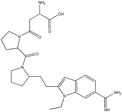 4-(2-(2-(2-(6-amidino-1-ethylindol-2-yl)ethyl)pyrrolidinylcarbonyl)pyrrolidinyl)-2-amino-4-oxobutanoic acid Struktur