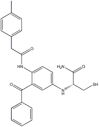 N-(3-benzoyl-4-(2-(4-methylphenyl)acetylamino)phenyl)cysteinamide Struktur