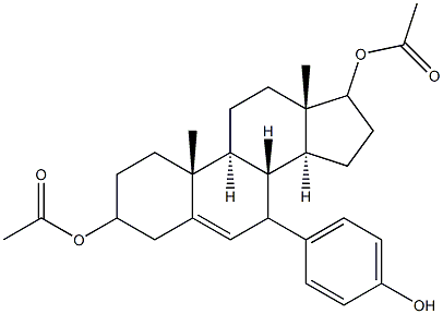 3,17-dihydroxy-7-(4-hydroxyphenyl)-androst-5-ene 3,17-diacetate Struktur