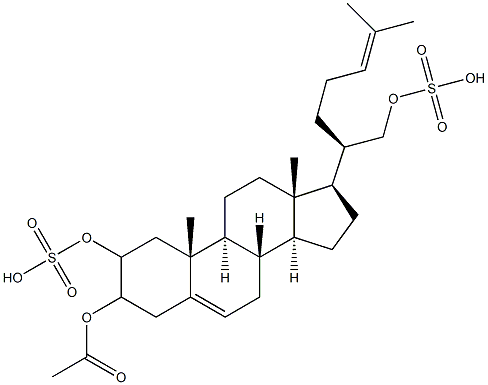 2,3,21-trihydroxycholesta-5,24-diene 3-acetate 2,21-disulfate Struktur