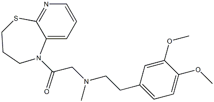 1-(N-(2-(3,4-dimethoxyphenyl)ethyl)-N-methylaminoacetyl)-1,2,3,4-tetrahydropyrido(2,3-b)(1,4)thiazepine Struktur