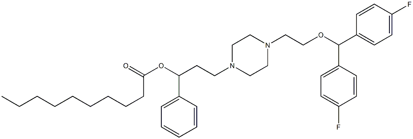 1-(2-(bis(4--fluorophenyl)methoxy)ethyl)-4-(3-hydroxy-3-phenylpropyl)piperazine decanoate Struktur