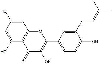 3,5,7-trihydroxy-2-[4-hydroxy-3-(3-methylbut-2-enyl)phenyl]chromen-4-one Struktur