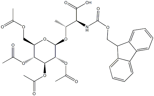 N-FMOC-O-(2,3,4,6-TETRA-O-ACETYL-BETA-D-GLUCOPYRANOSYL)-L-THREONINE Struktur