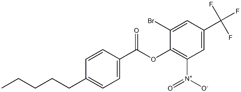 2-bromo-6-nitro-4-(trifluoromethyl)phenyl 4-pentylbenzoate Struktur