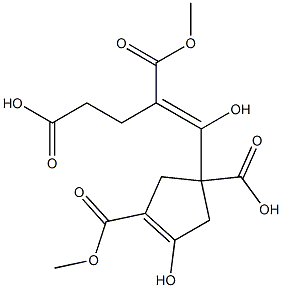 5-[1-carboxy-3-hydroxy-4-(methoxycarbonyl)cyclopent-3-enyl]-5-hydroxy-4-(methoxycarbonyl)pent-4-enoic acid Struktur