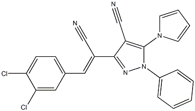 3-[1-cyano-2-(3,4-dichlorophenyl)vinyl]-1-phenyl-5-(1H-pyrrol-1-yl)-1H-pyrazole-4-carbonitrile Struktur