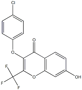 3-(4-chlorophenoxy)-7-hydroxy-2-(trifluoromethyl)-4H-chromen-4-one Struktur