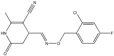 4-({[(2-chloro-4-fluorobenzyl)oxy]imino}methyl)-2-methyl-6-oxo-1,4,5,6-tetrahydro-3-pyridinecarbonitrile Struktur