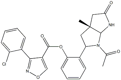 2-[(3aR)-1-acetyl-3a-methyl-5-oxooctahydropyrrolo[2,3-b]pyrrol-2-yl]phenyl 3-(2-chlorophenyl)-4-isoxazolecarboxylate Struktur