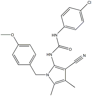 N-(4-chlorophenyl)-N'-[3-cyano-1-(4-methoxybenzyl)-4,5-dimethyl-1H-pyrrol-2-yl]urea Struktur