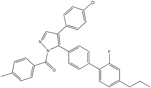 [4-(4-chlorophenyl)-5-(2'-fluoro-4'-propyl[1,1'-biphenyl]-4-yl)-1H-pyrazol-1-yl](4-methylphenyl)methanone Struktur