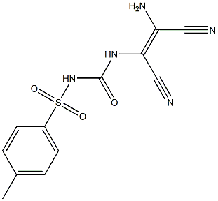 ({[(2-amino-1,2-dicyanovinyl)amino]carbonyl}amino)(4-methylphenyl)dioxo-lam bda~6~-sulfane Struktur