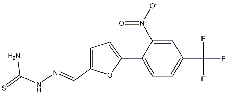 2-({5-[2-nitro-4-(trifluoromethyl)phenyl]-2-furyl}methylidene)hydrazine-1-carbothioamide Struktur