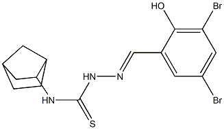 N1-bicyclo[2.2.1]hept-2-yl-2-(3,5-dibromo-2-hydroxybenzylidene)hydrazine-1- carbothioamide Struktur