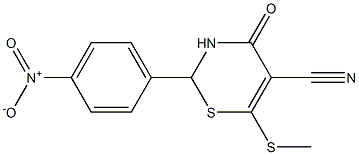 6-(methylthio)-2-(4-nitrophenyl)-4-oxo-3,4-dihydro-2H-1,3-thiazine-5-carbonitrile Struktur