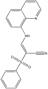 (E)-2-(phenylsulfonyl)-3-(8-quinolinylamino)-2-propenenitrile Struktur