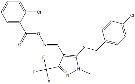 4-({[(2-chlorobenzoyl)oxy]imino}methyl)-5-[(4-chlorobenzyl)sulfanyl]-1-methyl-3-(trifluoromethyl)-1H-pyrazole Struktur