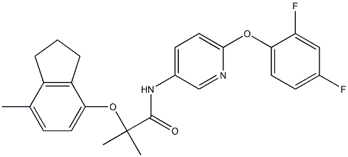 N1-[6-(2,4-difluorophenoxy)-3-pyridyl]-2-methyl-2-[(7-methyl-2,3-dihydro-1H-inden-4-yl)oxy]propanamide Struktur