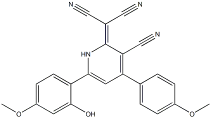 2-[3-cyano-6-(2-hydroxy-4-methoxyphenyl)-4-(4-methoxyphenyl)-1,2-dihydropyridin-2-yliden]malononitrile Struktur