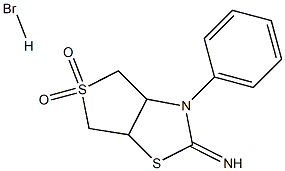 2-imino-3-phenylperhydro-5lambda~6~-thieno[3,4-d][1,3]thiazole-5,5-dione hydrobromide Struktur