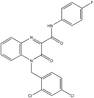 4-(2,4-dichlorobenzyl)-N-(4-fluorophenyl)-3-oxo-3,4-dihydro-2-quinoxalinecarboxamide Struktur