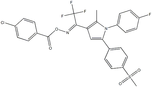 N-[(4-chlorobenzoyl)oxy]-N-((Z)-2,2,2-trifluoro-1-{1-(4-fluorophenyl)-2-methyl-5-[4-(methylsulfonyl)phenyl]-1H-pyrrol-3-yl}ethylidene)amine Struktur